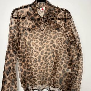 Plus Size Sheer Leopard Top